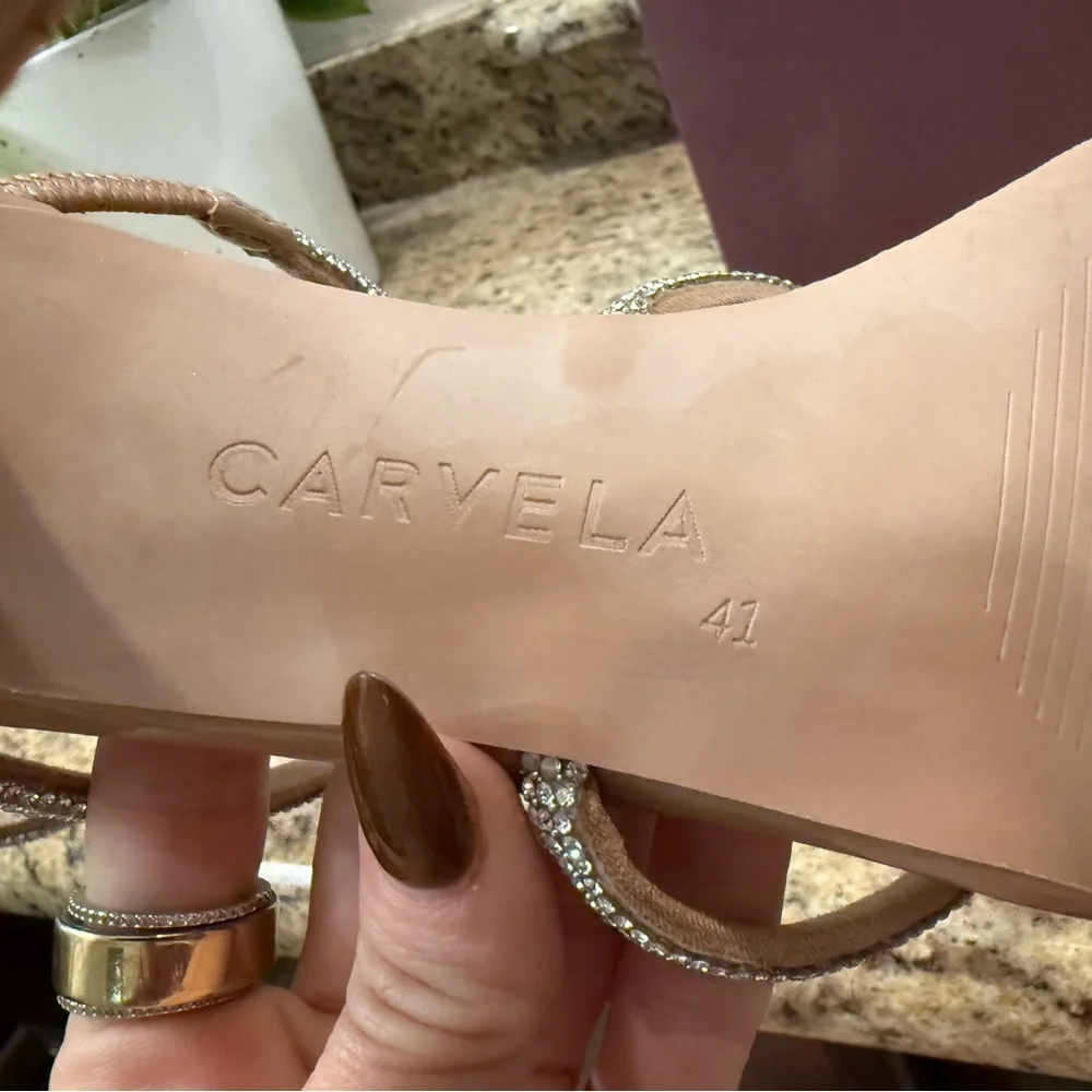 Carvela Caged Ankle Blush Jeweled Dress Sandal Size 41
